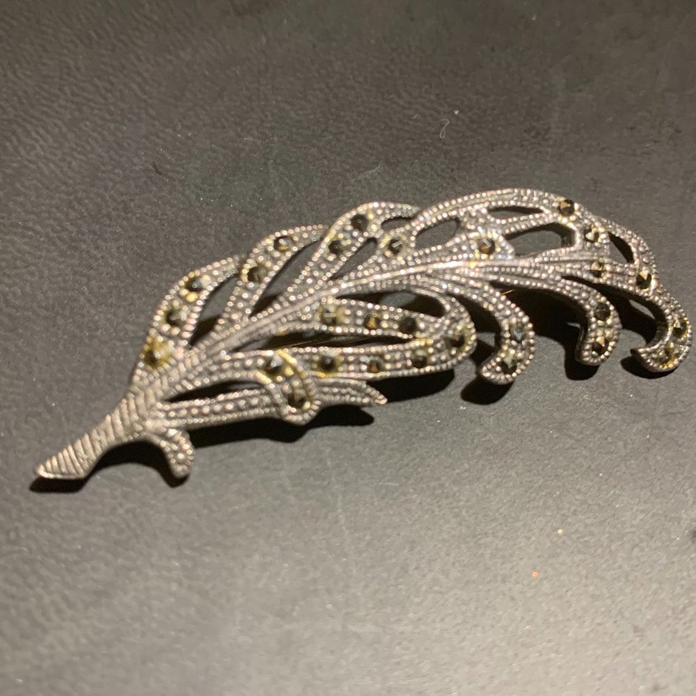 925 Silver Marcasite Brooch - Picture 3 of 5